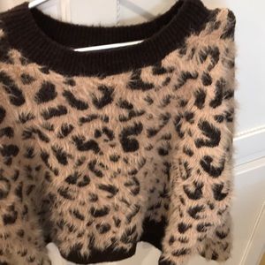 Leopard print faux fur sweater